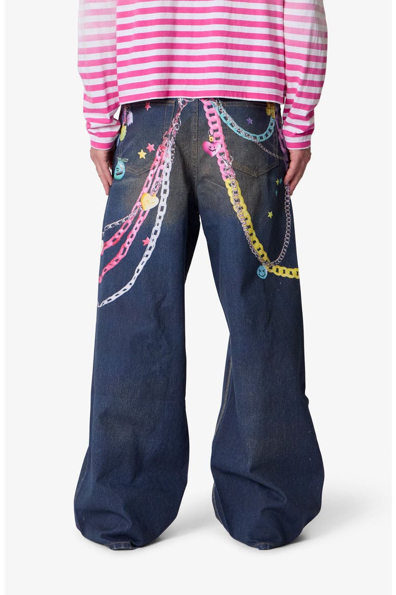 Rave Chain Print Jeans, Alternate, color, BLUE