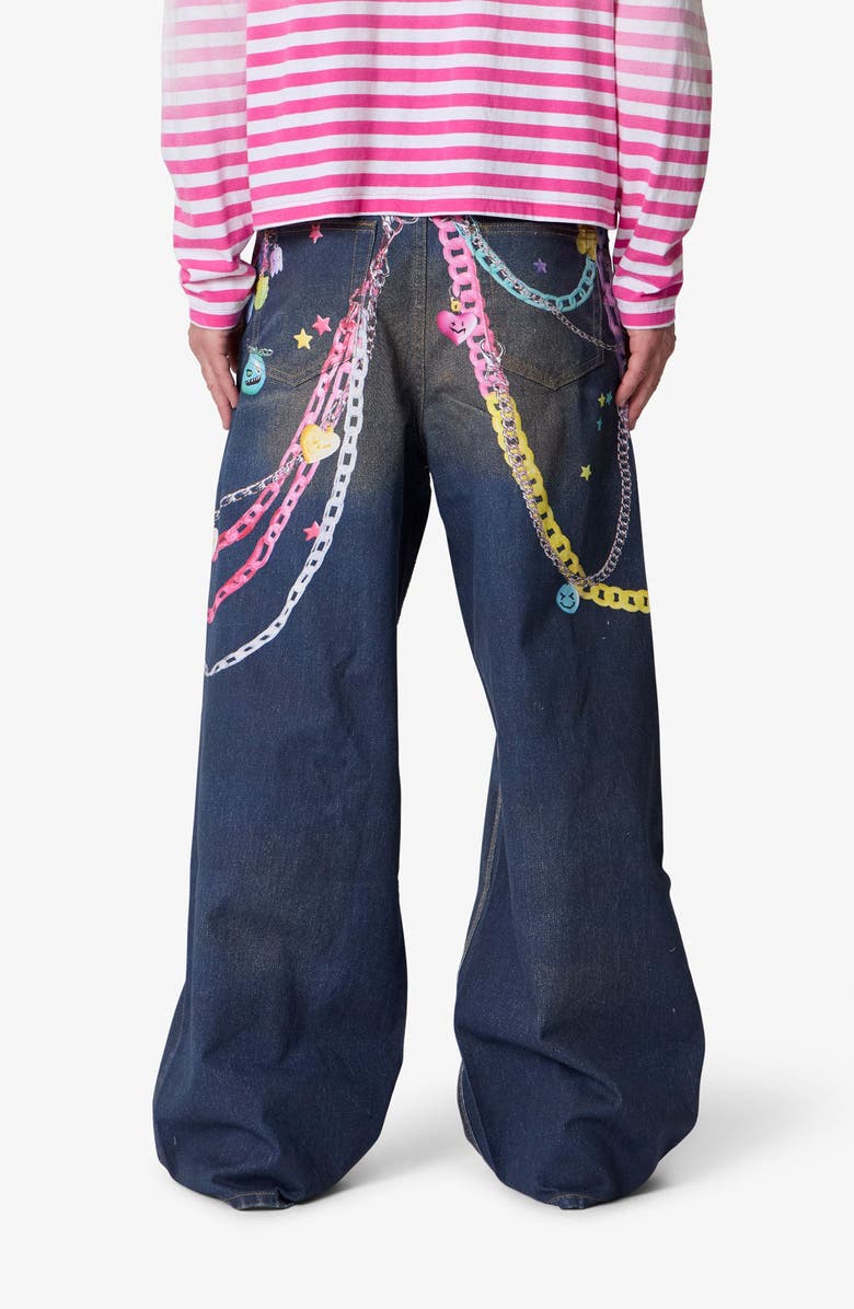 mnml Rave Chain Print Jeans, Alternate, color, Blue