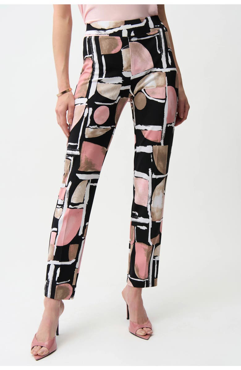 Joseph Ribkoff Silky Knit Abstract Print Straight Pull-On Pants, Main, color, Black/Multi