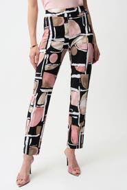 Joseph Ribkoff Silky Knit Abstract Print Straight Pull-On Pants