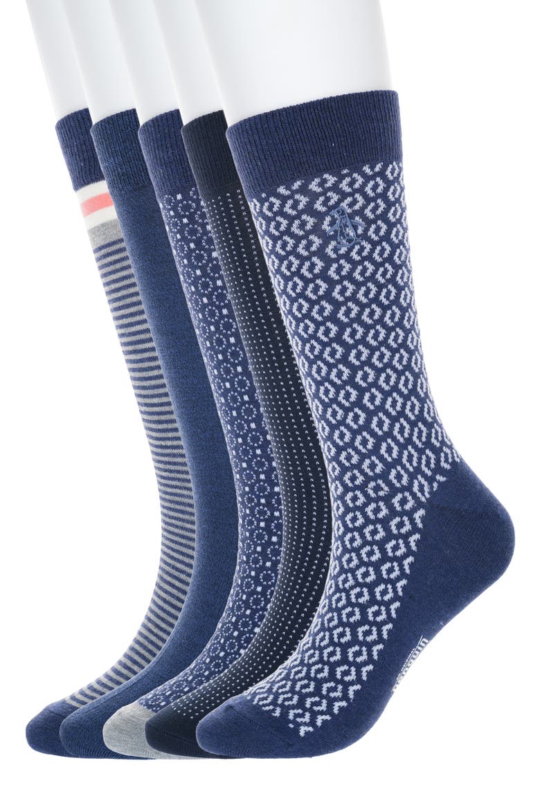 Assorted 5-Pack Crew Socks, Main, color, NAVY