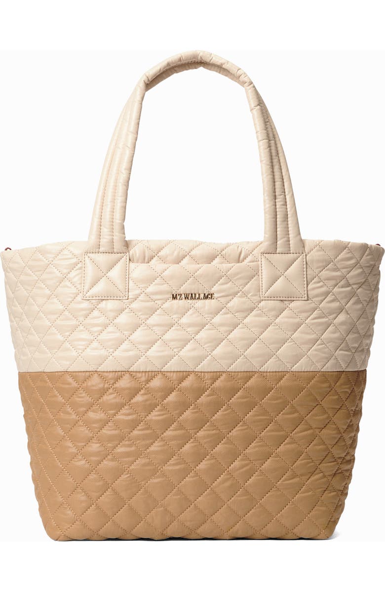 MZ Wallace Medium Metro Deluxe Tote, Main, color, Buff/ Caramel Colorblock