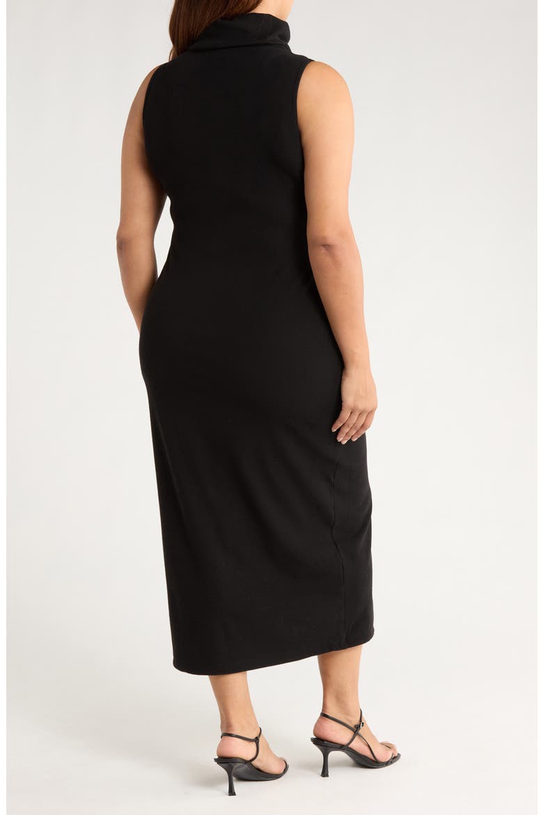 Sleeveless Ribbed Turtleneck Dress, Alternate, color, BLACK
