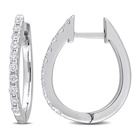 1/6 CTW Diamond Hoop Earrings 14k White Gold