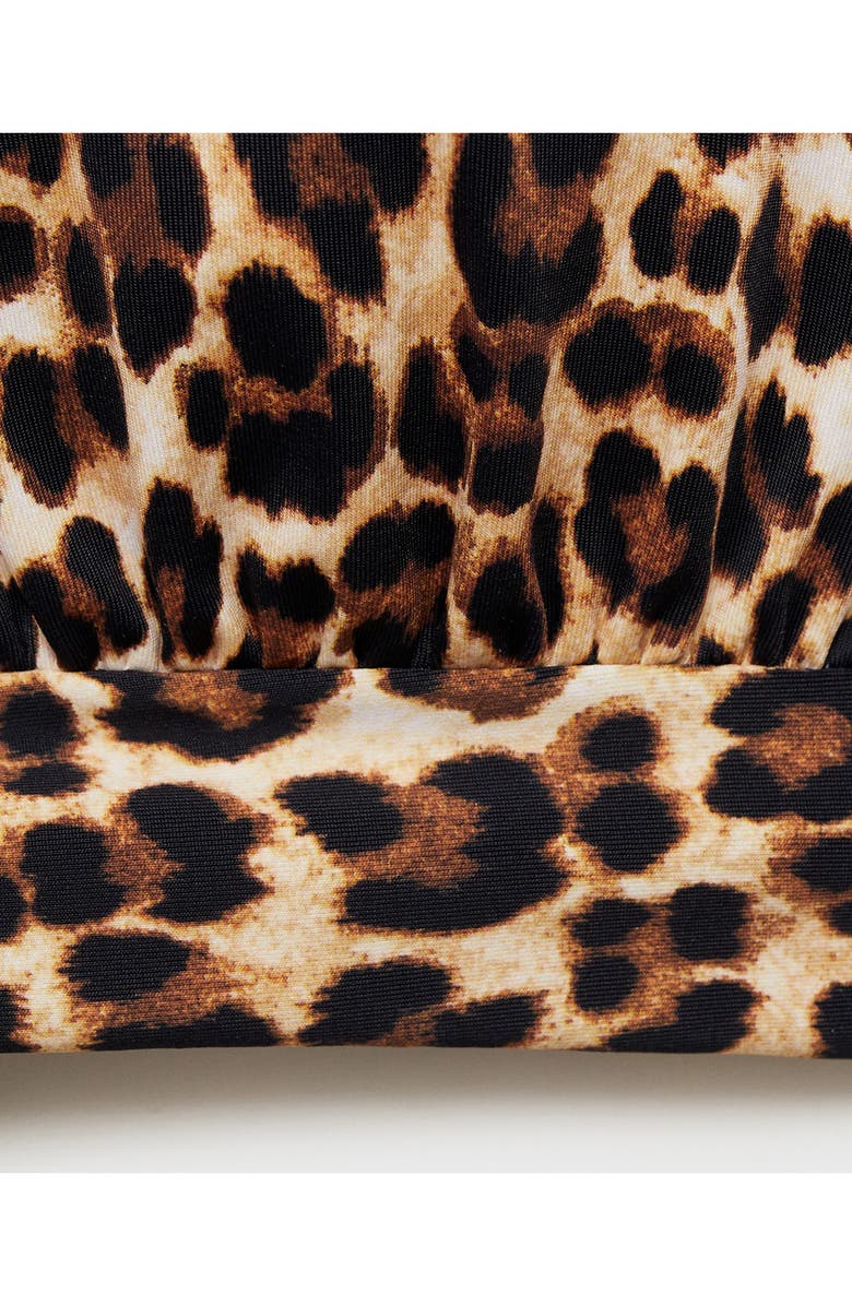 MANGO Leopard Print Bikini Top, Alternate, color, Brown