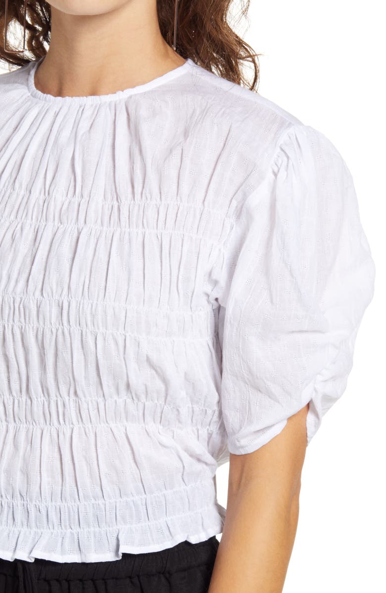 Open Edit Smocked Short Sleeve Top, Alternate, color,