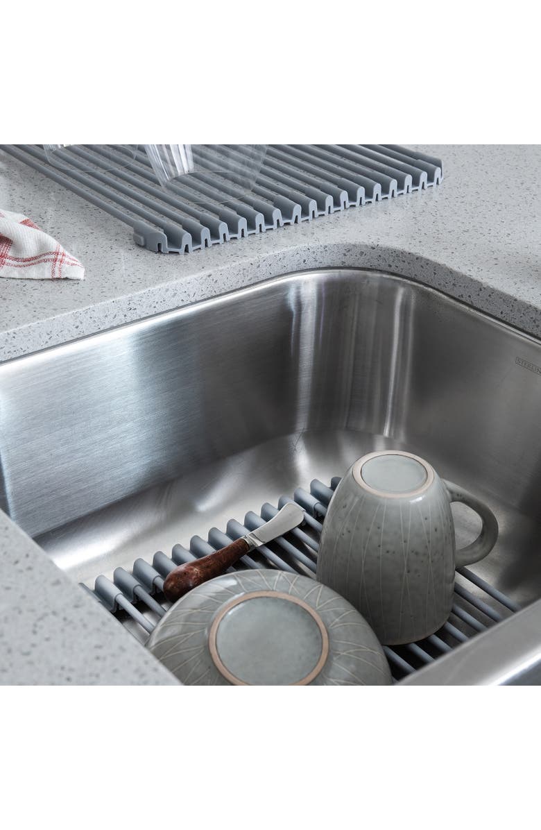 Better Houseware Multipurpose Roll Up Rack, Silicone coated Stainless Steel, Small, Alternate, color, Gray