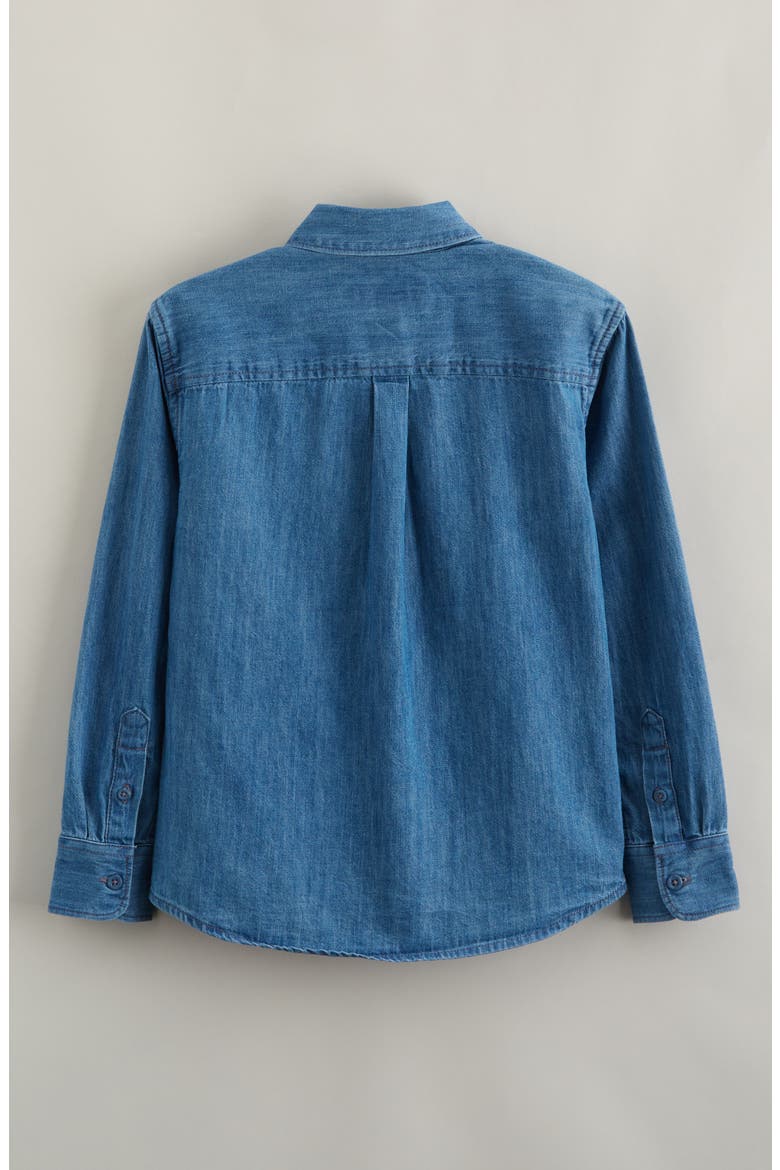 Kids' Cotton Chambray Button-Down Shirt, Alternate, color, MID GEM WASH