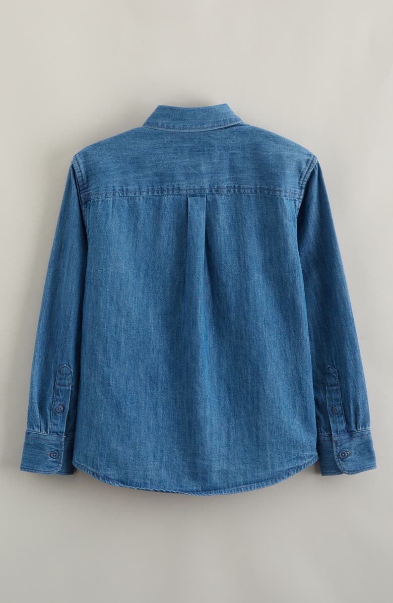 Nordstrom Kids' Cotton Chambray Button-Down Shirt, Alternate, color, Mid Gem Wash