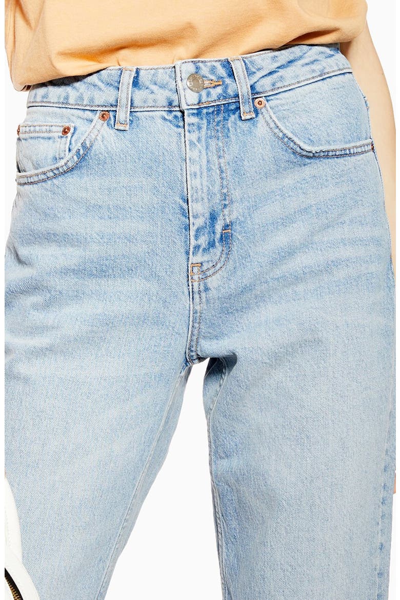 High Waist Raw Hem Straight Leg Jeans, Alternate, color, BLEACH STONE DENIM
