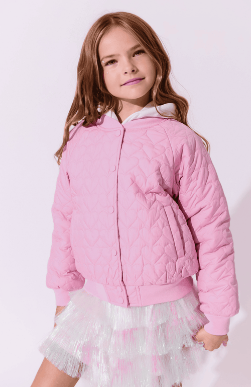 Lola + The Boys I Love You Puffer In Pink