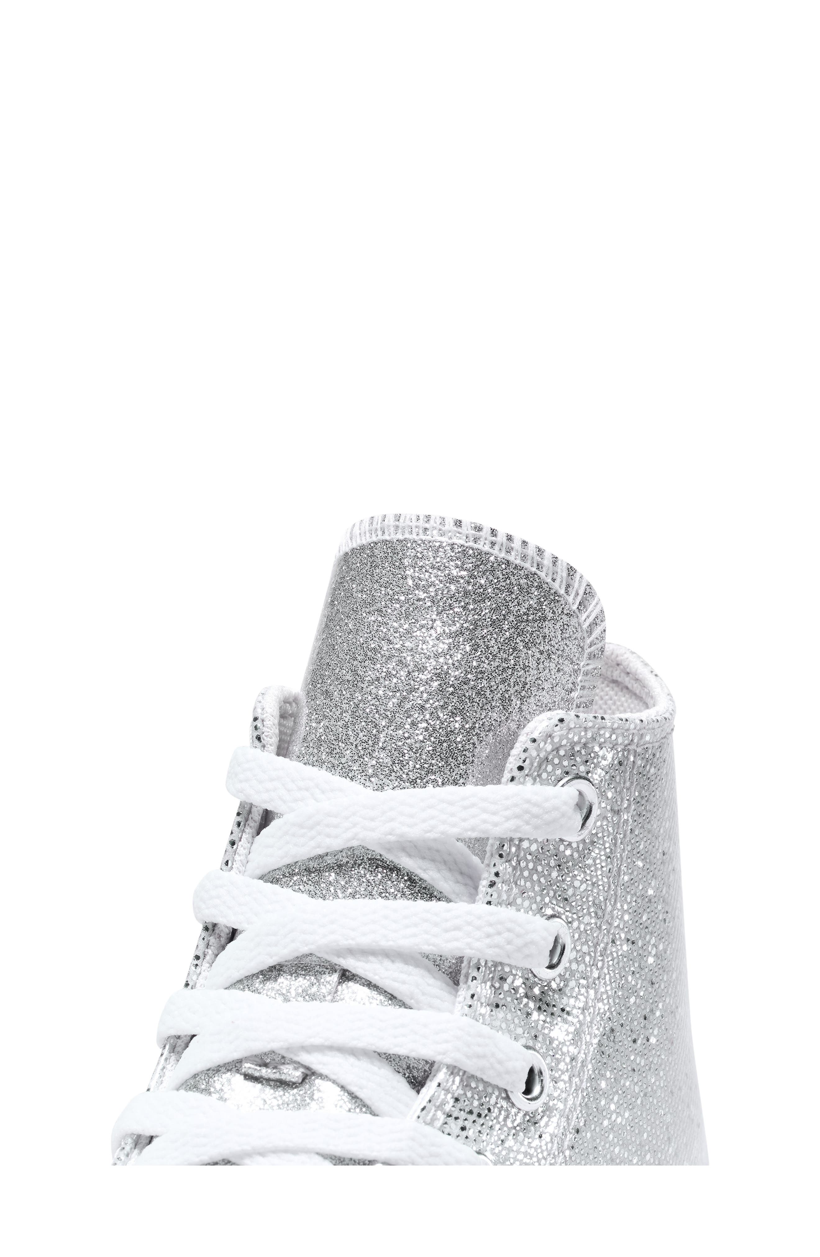 Converse Kids' Chuck Taylor All Star Lift Disco High Top Platform Sneaker, Alternate, color, Silver/ White/ Barely Grey