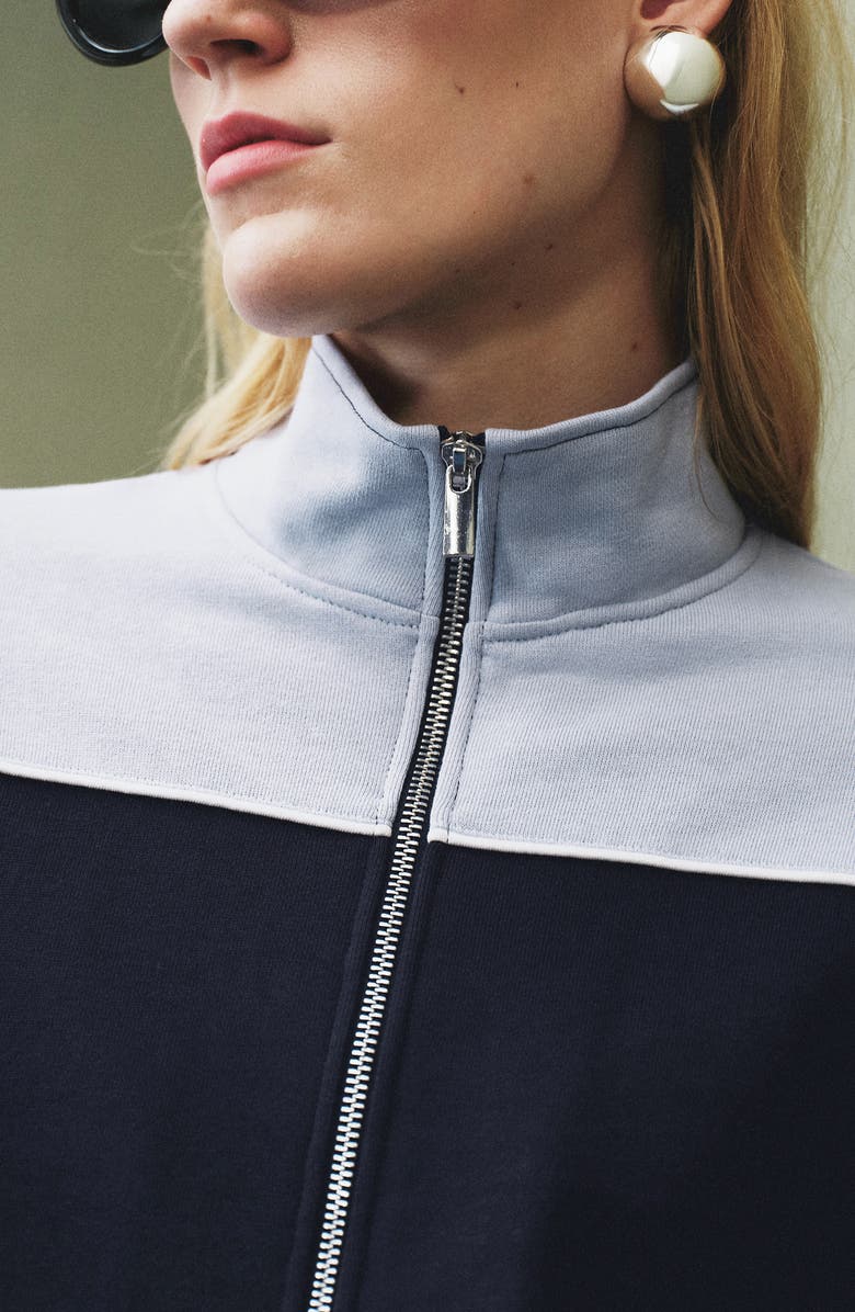 MANGO Two-Tone Zip Front Jacket, Alternate, color, Blue