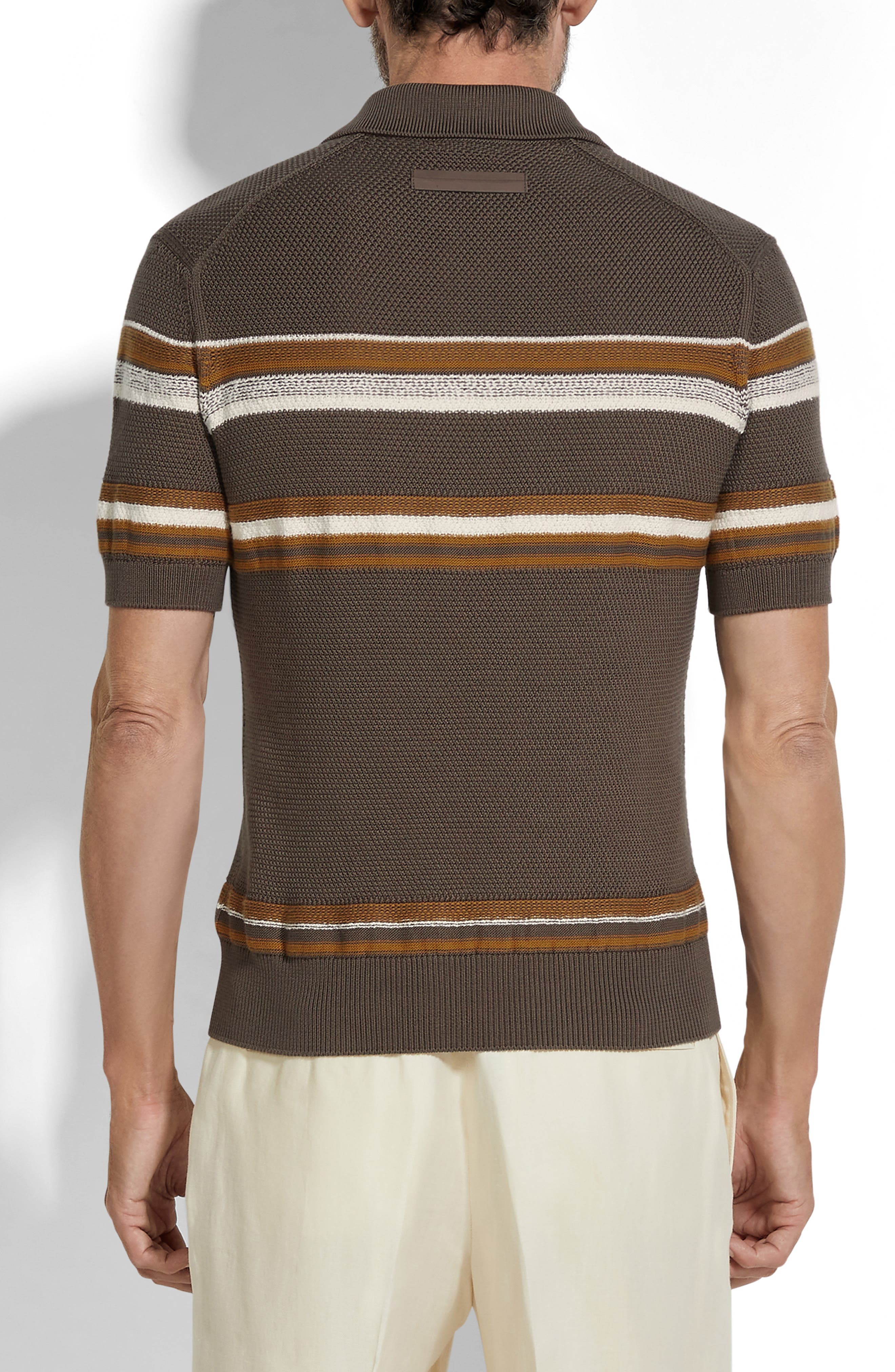 Stripe Cotton & Silk Polo Sweater - image 2