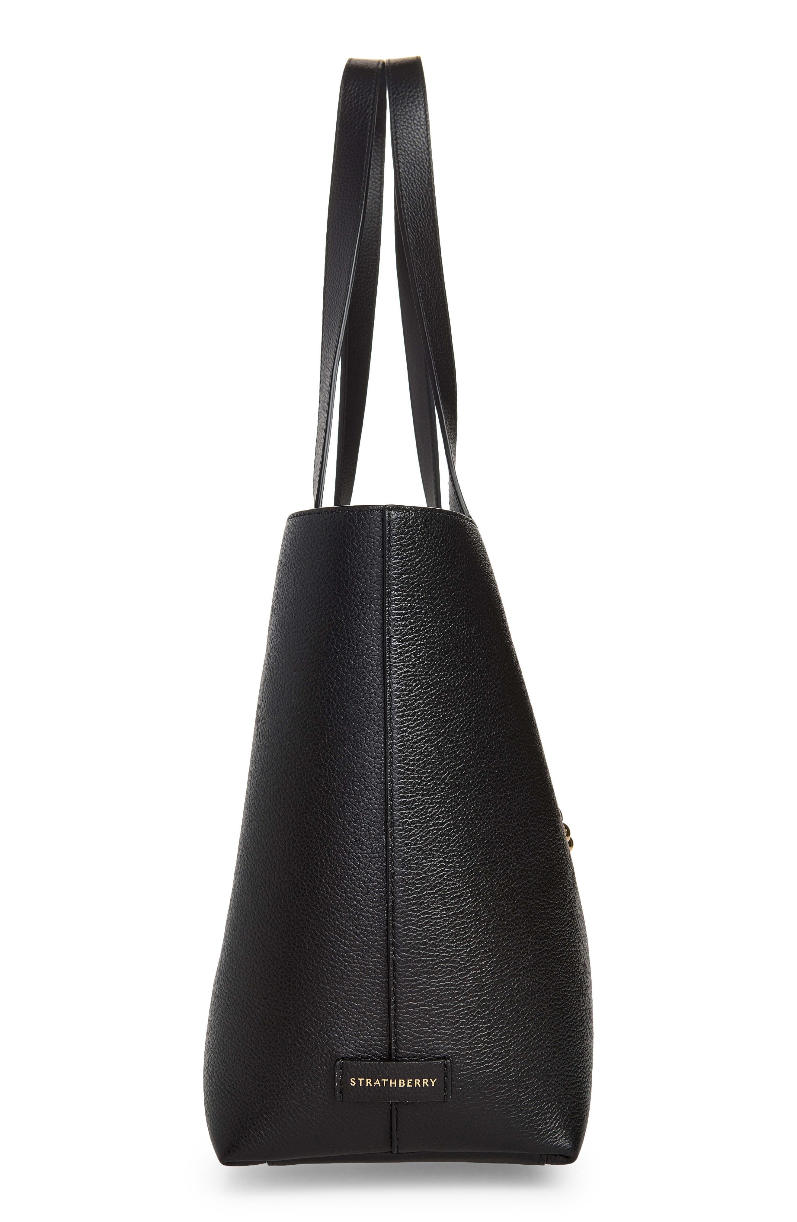 Kite Grain Leather Tote, Alternate, color, BLACK