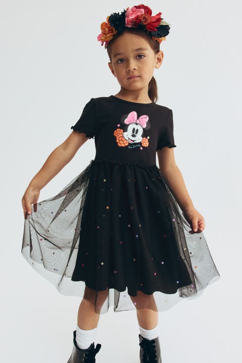 Printed Tulle-Skirt Dress
