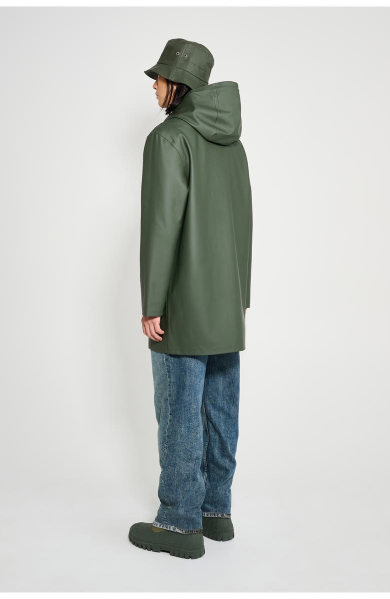 Stutterheim Stockholm Long Sleeve Hooded Raincoat, Alternate, color, Green