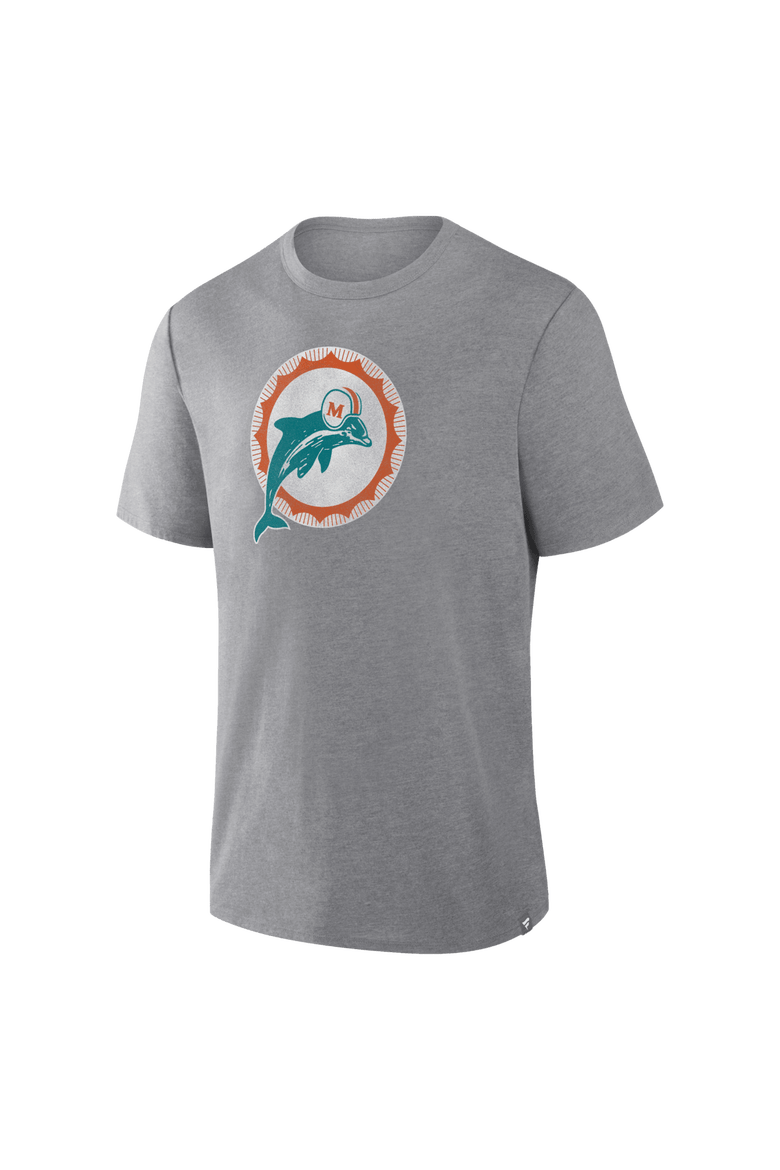 Men's Fanatics Heather Gray Miami Dolphins Vintage Heritage Tribute Tri-Blend T-Shirt, Alternate, color, Heather Gray
