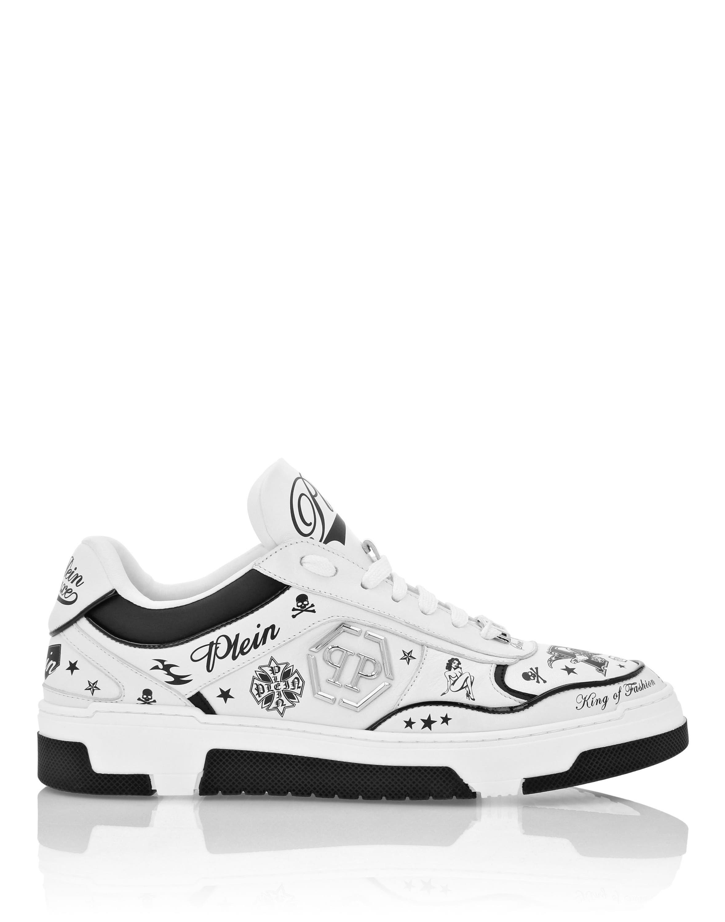 Nappa Leather Low Top Sneakers All-Over Plein Unisex, Alternate, color, white