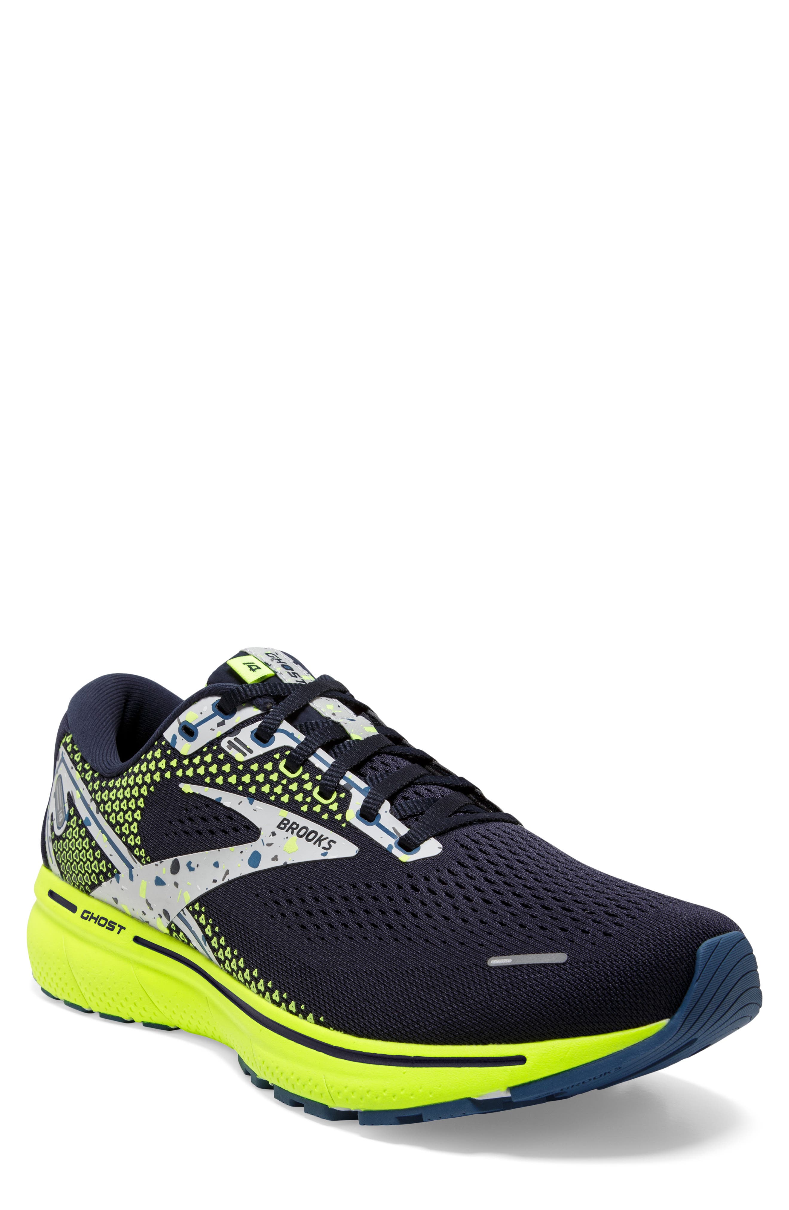 Ghost 14 Running Shoe, Main, color, NAVY/ YELLOW