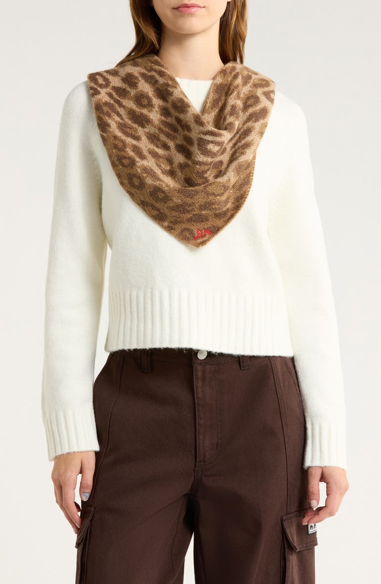 Damson Madder Leopard Jacquard Head Scarf, Main, color, Leopard