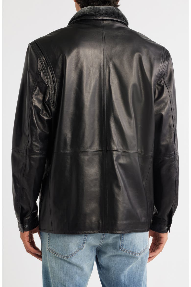 Leather Jacket with Removable Inset Bib, Alternate, color, NOIR/ RUSTIC