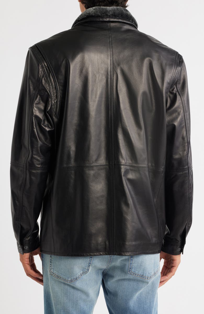 Remy Leather Leather Jacket with Removable Inset Bib, Alternate, color, Noir/ Rustic