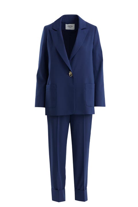 Dark Navy Single-Button Blazer Suit