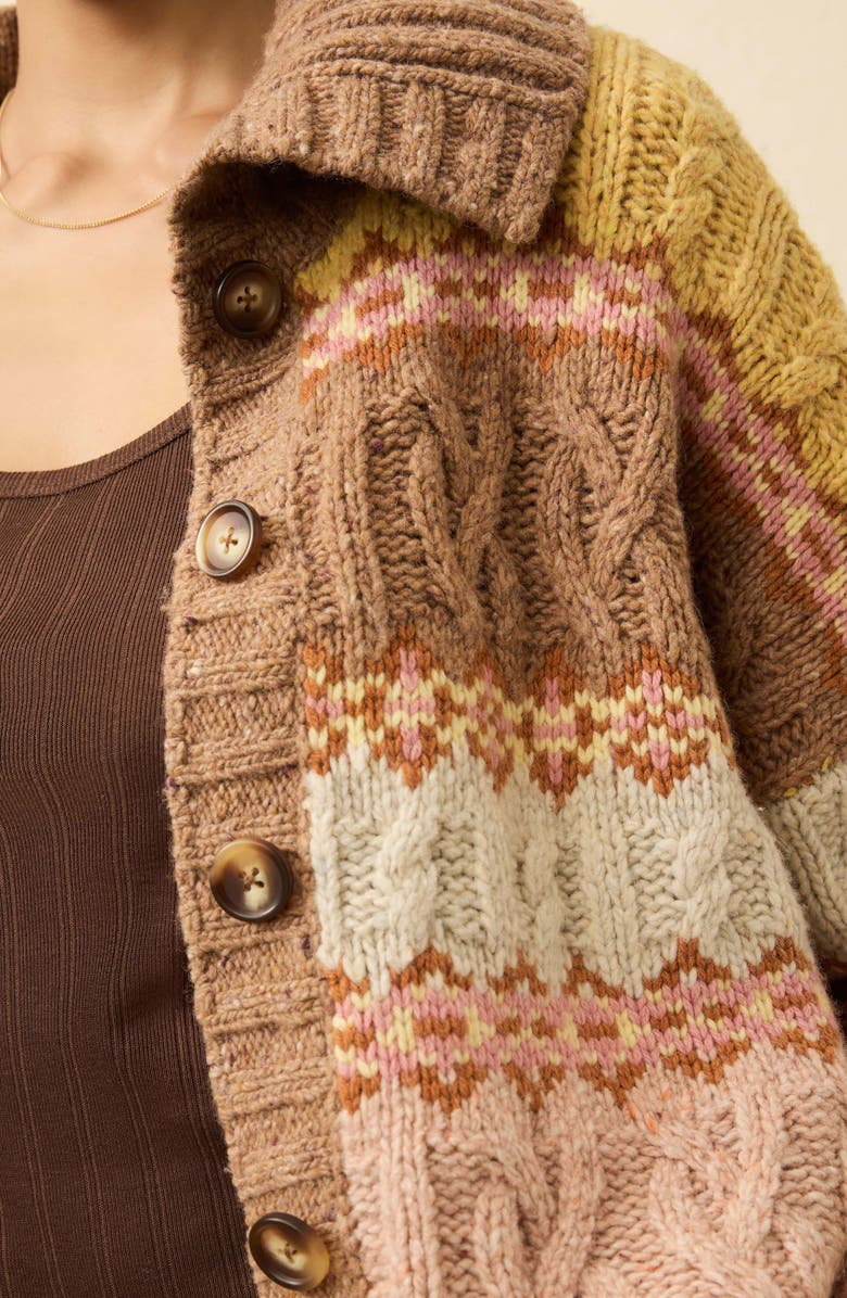 Faherty Highland Fair Isle Merino Wool Blend Cardigan, Alternate, color, Lakeside Fairisle Haze