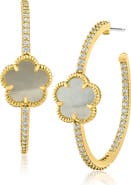 CZ by Kenneth Jay Lane Pavé Clover Hoop Earrings