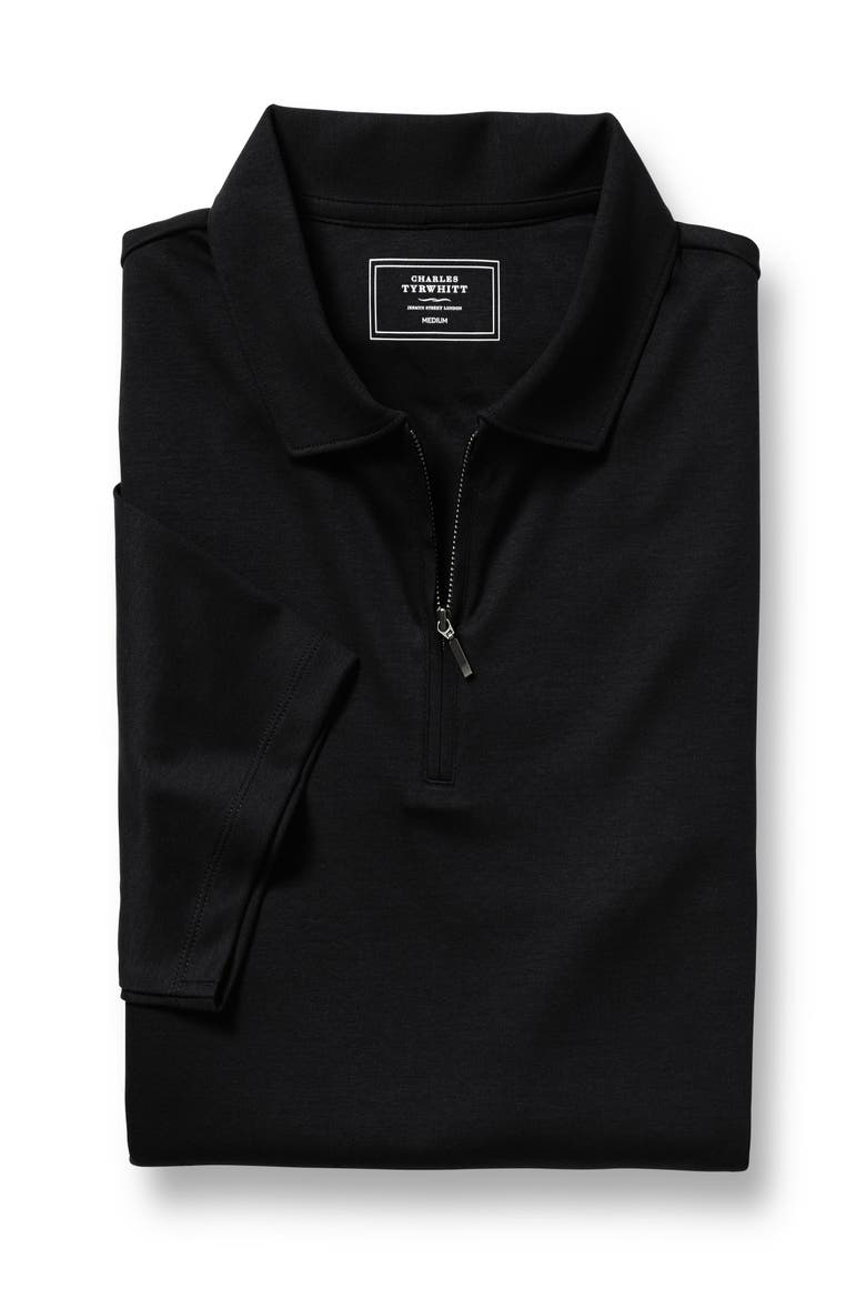Plain Short Sleeve Zip Jersey Polo, Alternate, color, Black
