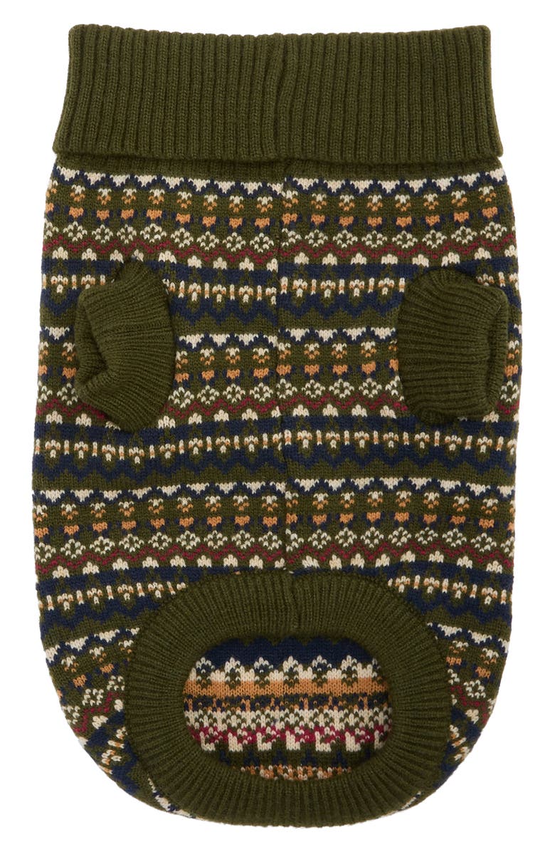 Barbour Fair Isle Dog Sweater, Alternate, color, Olive