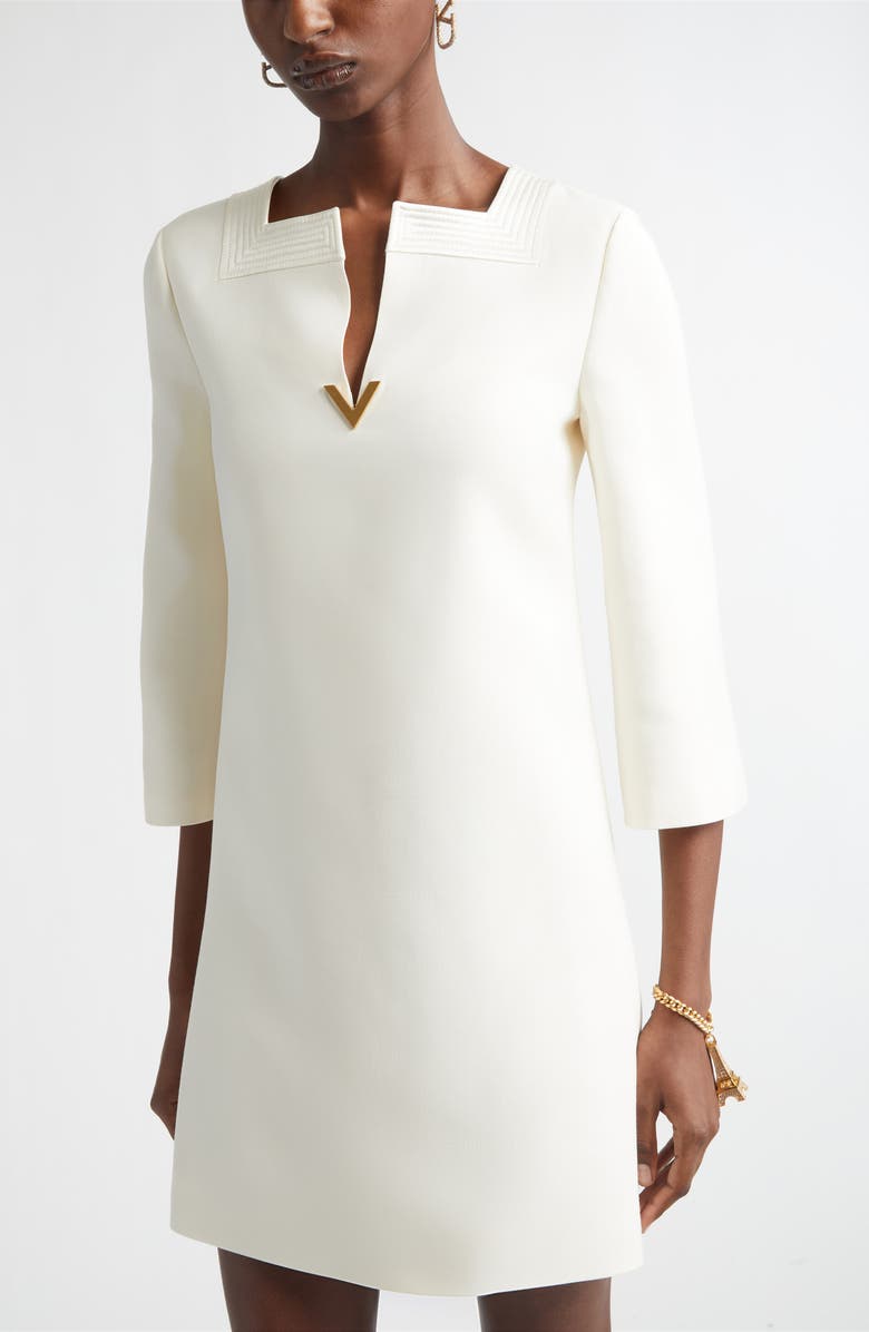 Valentino Wool & Silk Crepe Couture Dress, Alternate, color, Ivory