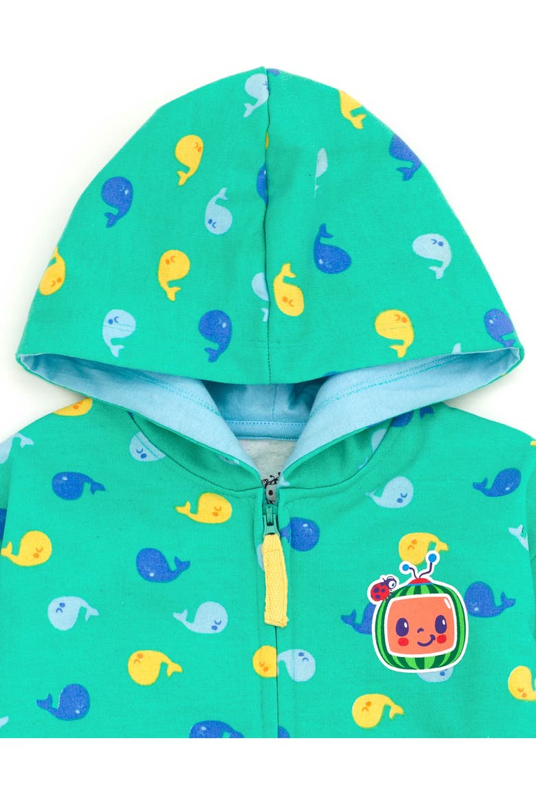 Boys' Fleece Zip-Up Hoodie, Alternate, color, Teal Whale Print