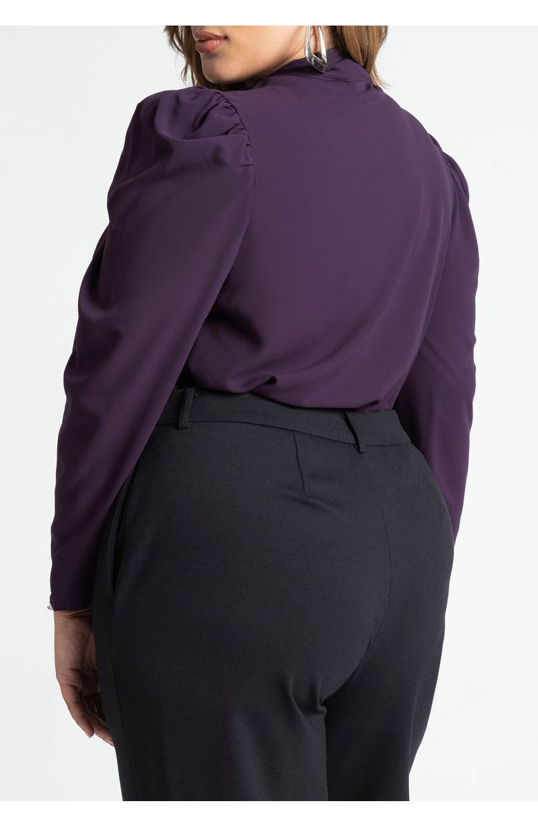 ELOQUII Drape Front Blouse, Alternate, color, Orchid Purple