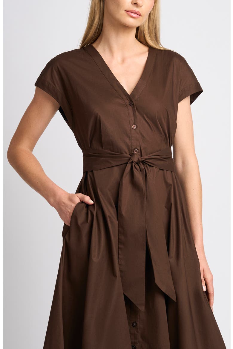 Tie Front A-Line Dress, Alternate, color, CHICORY COFFEE