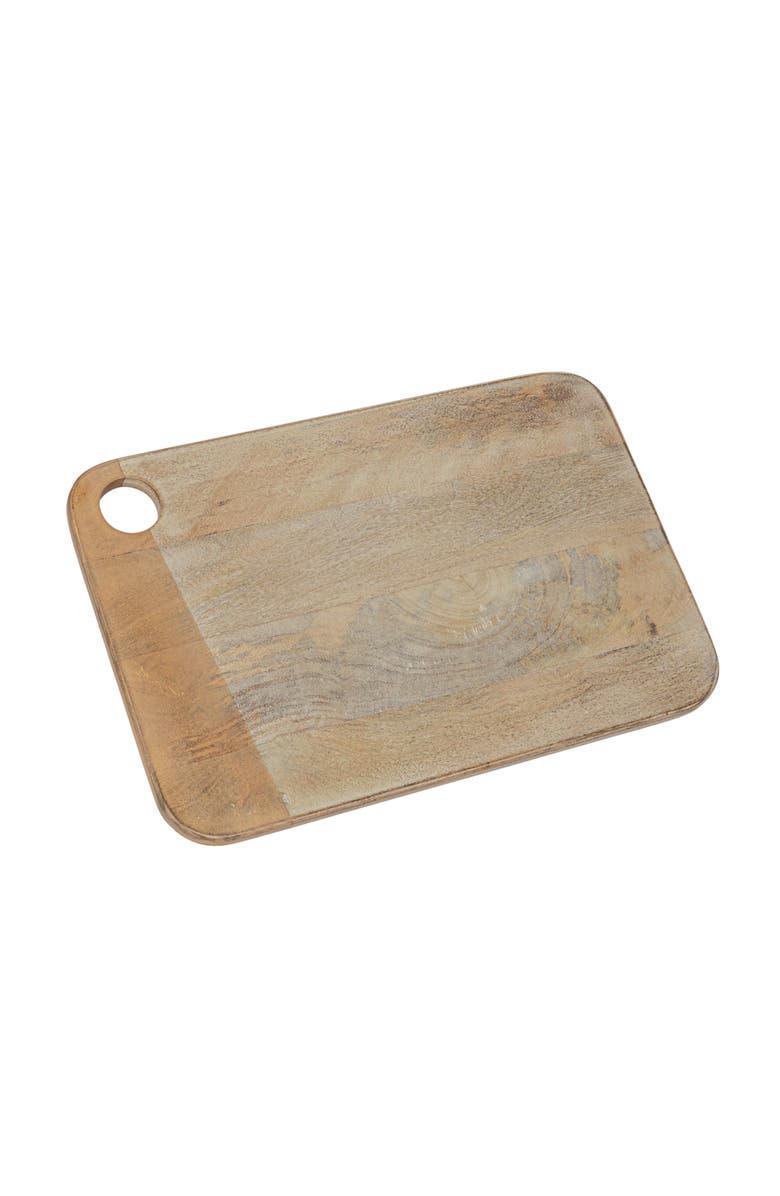 Storied Home Wide Mango Wood Rectangle Cheese and Cutting Board with Handle, Main, color, Whitewash