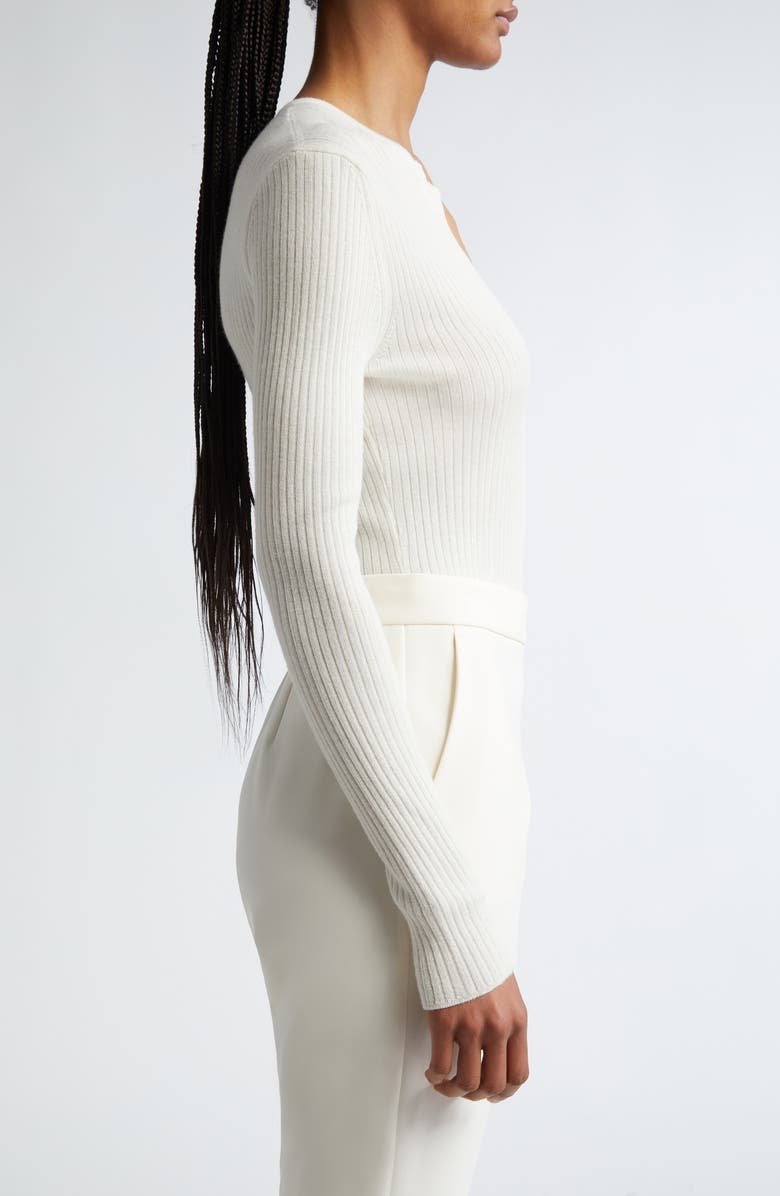Max Mara Urlo Silk & Cashmere Rib Split Neck Sweater, Alternate, color, 