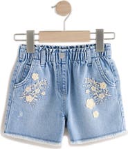NEXT Kids' Floral Embroidered Denim Shorts