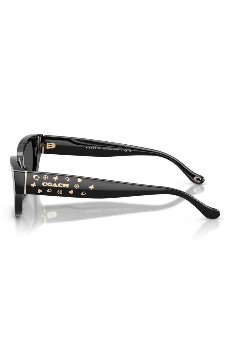 COACH 53mm Rectangular Sunglasses, Alternate, color, Black / Grey Solid