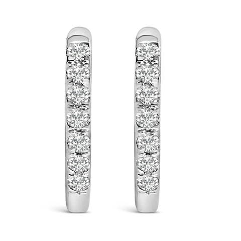 10K Gold 1/4 Cttw Diamond Double Sided Huggie Hoop Earrings