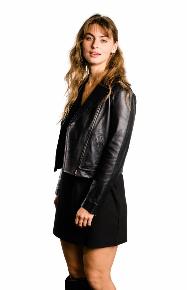 ABLE Maha Leather Jacket, Alternate, color, Black
