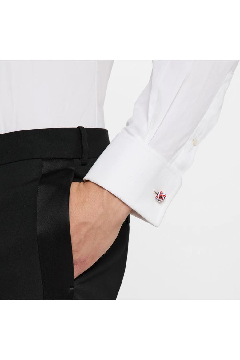 Enamel Knot Sterling Cufflinks, Alternate, color, Red, White and Blue