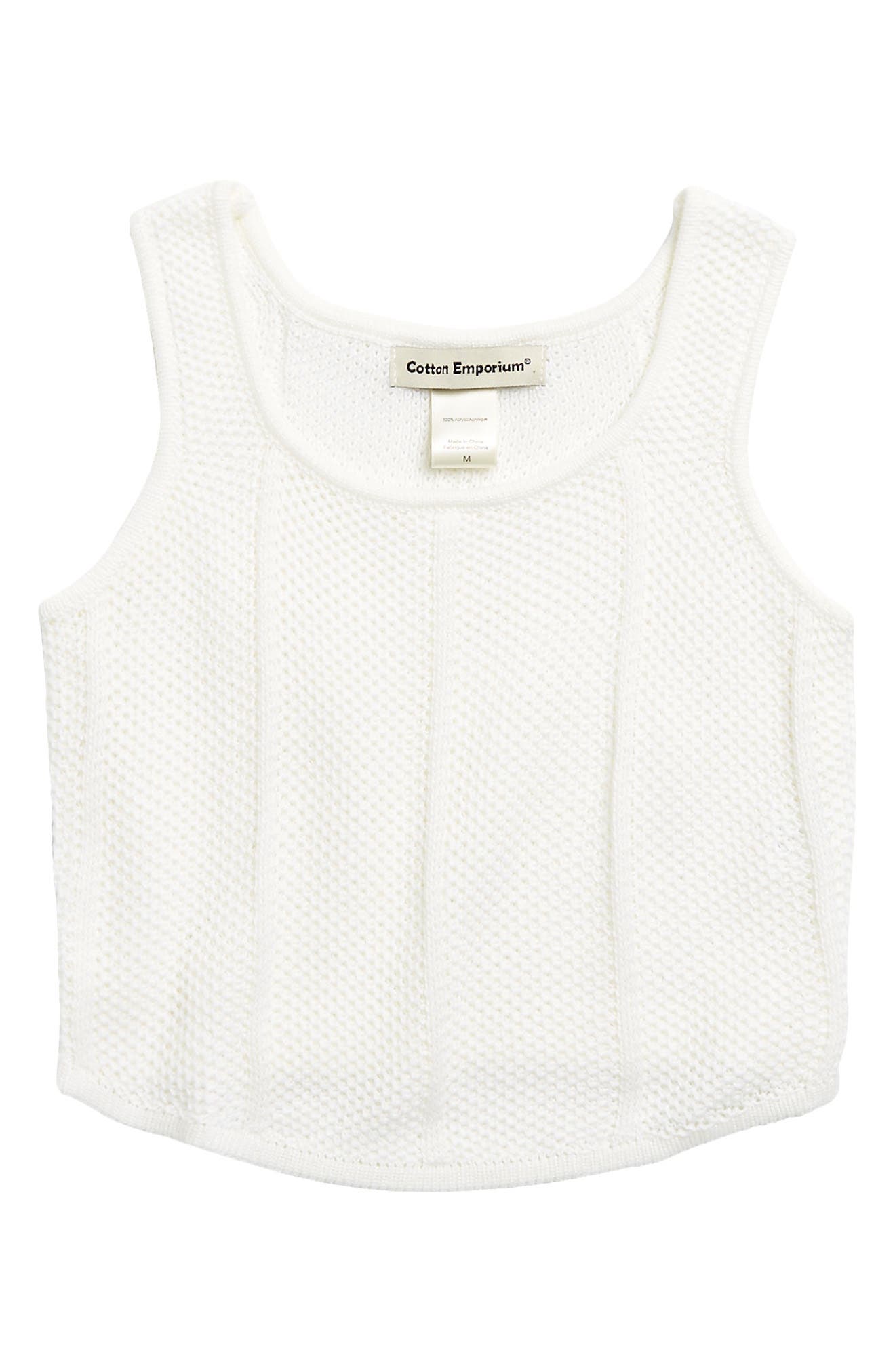 Cotton Emporium Kids' Open Knit Tank in White 