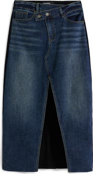 Desigual Mixed Media Denim Midi Skirt