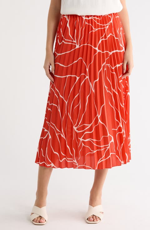 Chiffon Pleated Midi Skirt