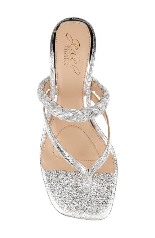 Jewel Badgley Mischka Nadya Kitten Heel Flip Flop In Silver Metallic