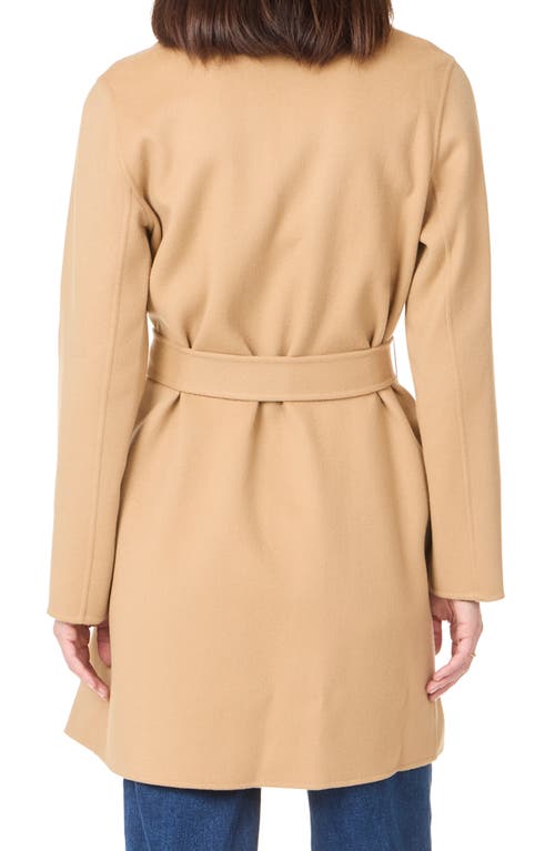 Sofia Cashmere Double Face Wool Blend Wrap Coat In Gold