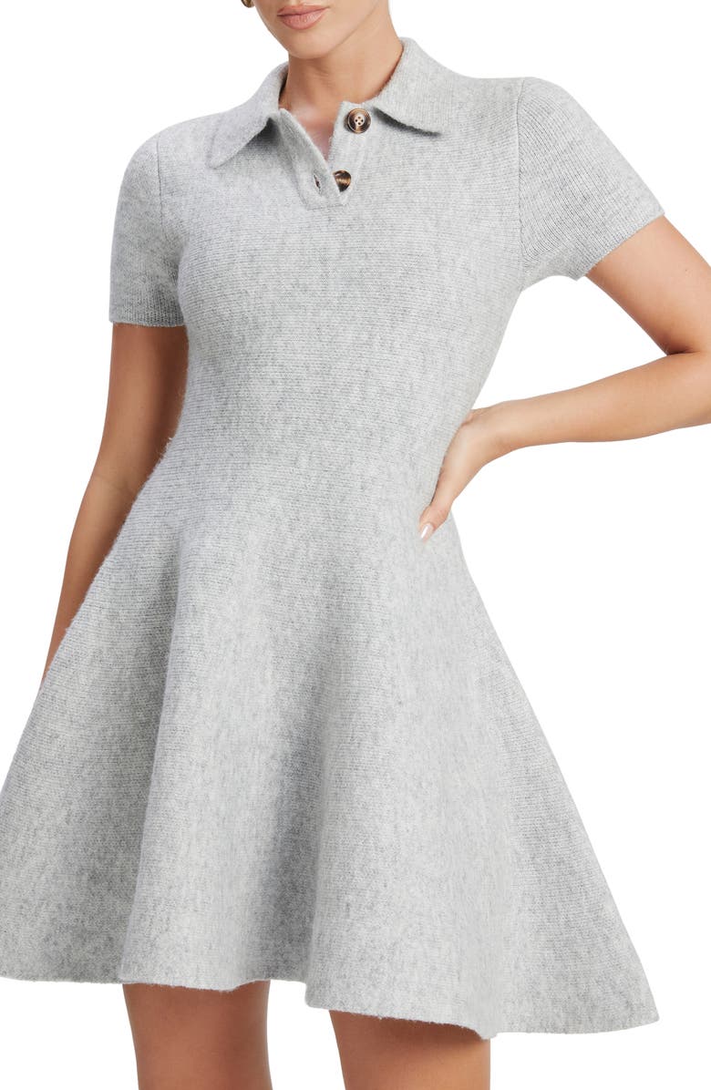 Bardot Lexter Fit & Flare Polo Sweater Minidress, Alternate, color, 