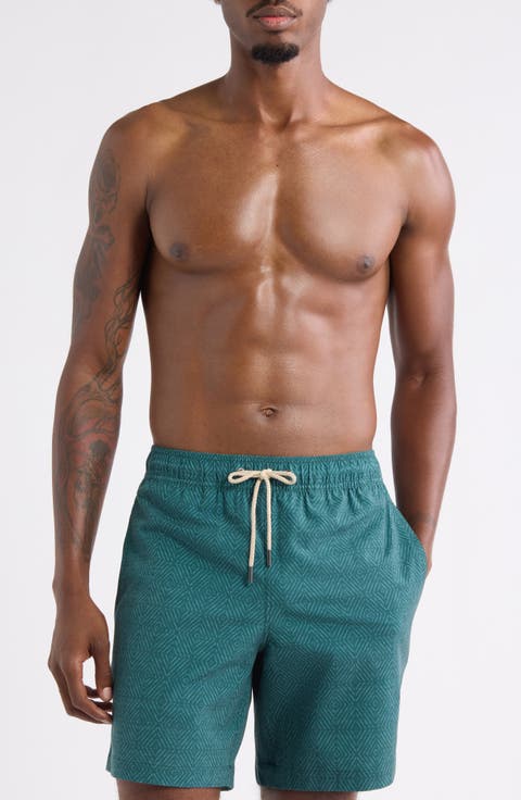 The Bayberry Medallion Print Water Repellent Swim Trunks